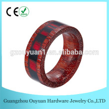 8MM Natural Red Wood Ring Jewelry, Real Wood Ring with Wood Inlay