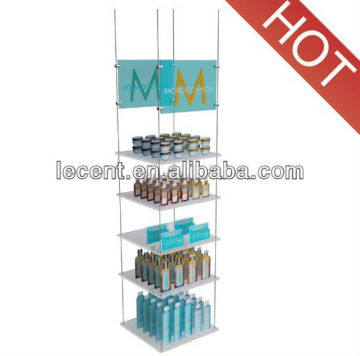 Cosmetic Retail Shelving Display with glass and acrylic