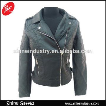 Spring Diagonal zipper black slim women's coat coat