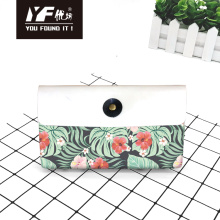 Custom tropical flower style PU leather handbag cosmetic bag pencil case&bag multifunctional bag