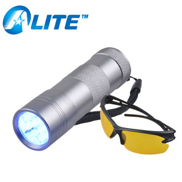 12 LED Blacklight Flashlight Pet Urine UV Light with Yellow Glasses