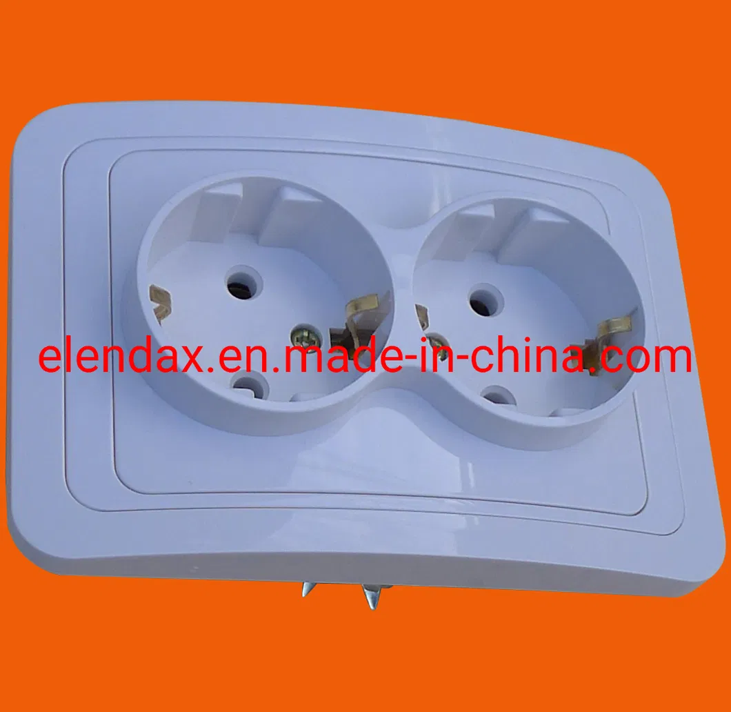 Розетка европейского типа с двойным зажимом для скрытого монтажа (F2210)