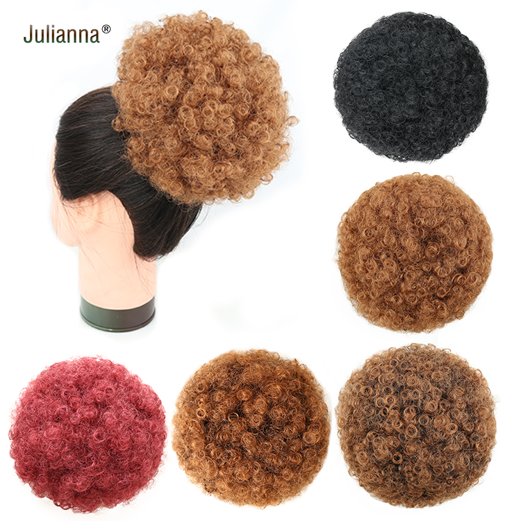 Julianna  Wrap Drawstring Hair Puff Chignon with Combs short afro kinky cheveux bun hair afro puff ponytail