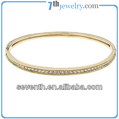 2014 Wholesale Fancy Design Delicate Micro Paved Gold Plate Brass Bangle