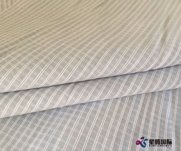 White Stripe Plain Bamboo Fabric