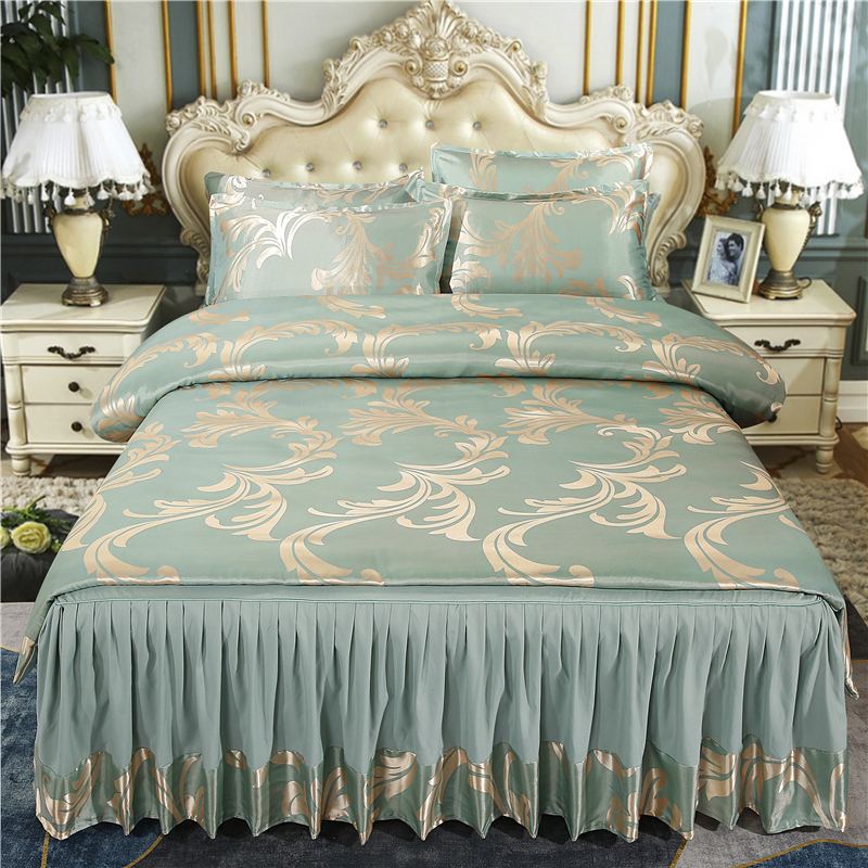 Jacquard design duvet cover cheap comforter bedskirt sets