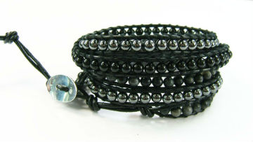 fashion hematite beads leather wrap bracelet