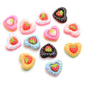 Mixed Heart Cake With Strawberry Ornament Simulation Dessert Food Flatback Resin Cabochon Accessory Dollhouse Diy Craft Deco