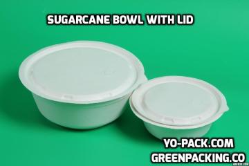 Compostable sugar cane pulp takeaway bowl with lid-950ml