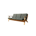 Wooden Arms 3 Seater Stoff Gepolstertes Sofa