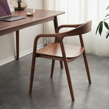Modern Dining Room Furniture: Stylish Wooden Arm Chairs with Walnut Finish - Classic Design