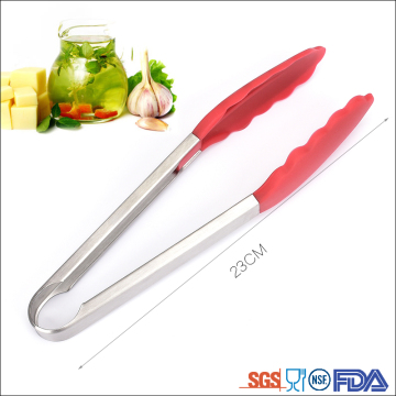 Silicone Kitchen Cooking Salad Serving BBQ Tongs Stainless Steel Handle Utensil
