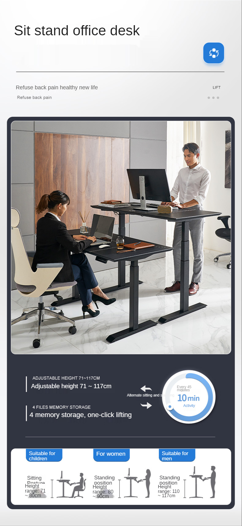 Electric Height Adjust Offical Table Smart Desk