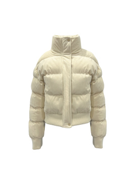 Ladies' beige striped down jacket