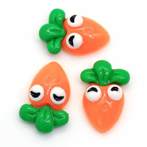 100pcs/bag  Carrot Cartoon Shape Resin Cabochon DIY Craftwork Decor Beads Charms Fruits Ornaments Beads Slime