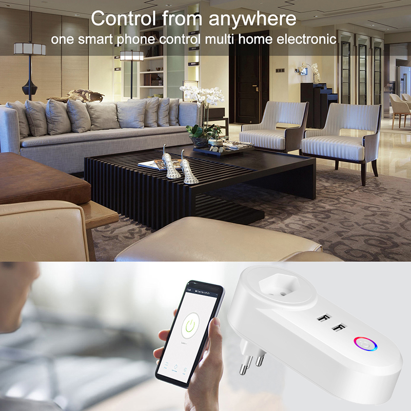 2018 Hot SaleElectrical Home Remote Control Wireless Mini Socket Work With Google Home Alexa Brazil Wifi Smart Plug