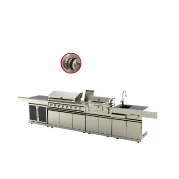 Family Gathering Luxurious Outdoor Kitchen Cabinet Charcoal with Copper Burners