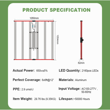 LED LED LED IMNABLE 650W para jardín interior