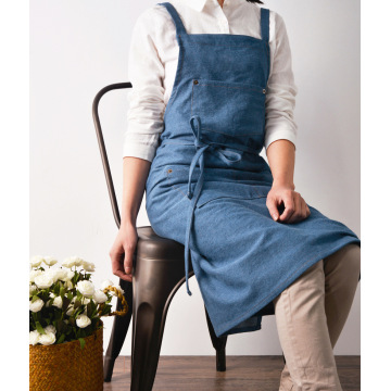 Nordic custom LOGO denim sleeveless neck apron