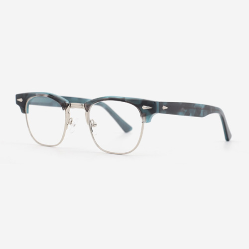 Round Acetate And Metal Combined Men`s Optical Frames 23A3072