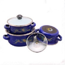 Dark blue enamel casserole