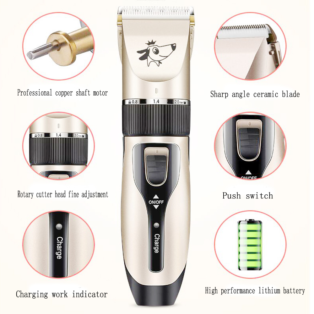 Rechargeable Low-noise Pet Hair Clipper Remover Cutter Grooming Cat Dog Hair Trimmer Electrical Pets Hair Cut Machine