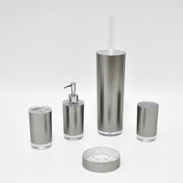Hot Sell 5PCS Silver Cylinder Plastic bath set
