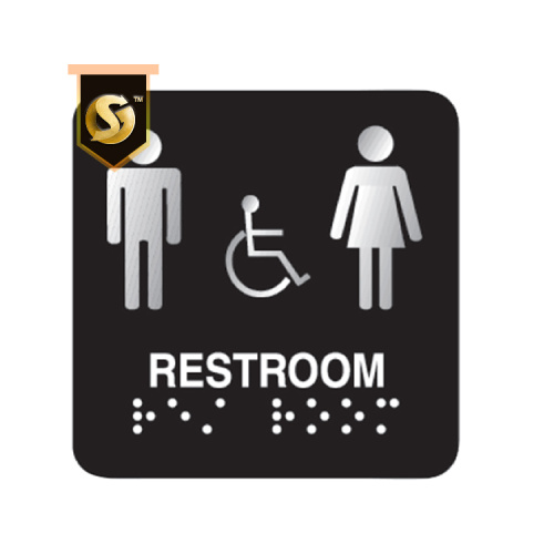 Cartello per bagno personalizzato Esci Braille Sign