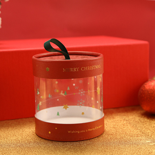 Clear Plastic Paper Tube Custom Christmas Round Box