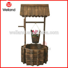 Wood Wishing Well Planter Garden Balcony Decorative