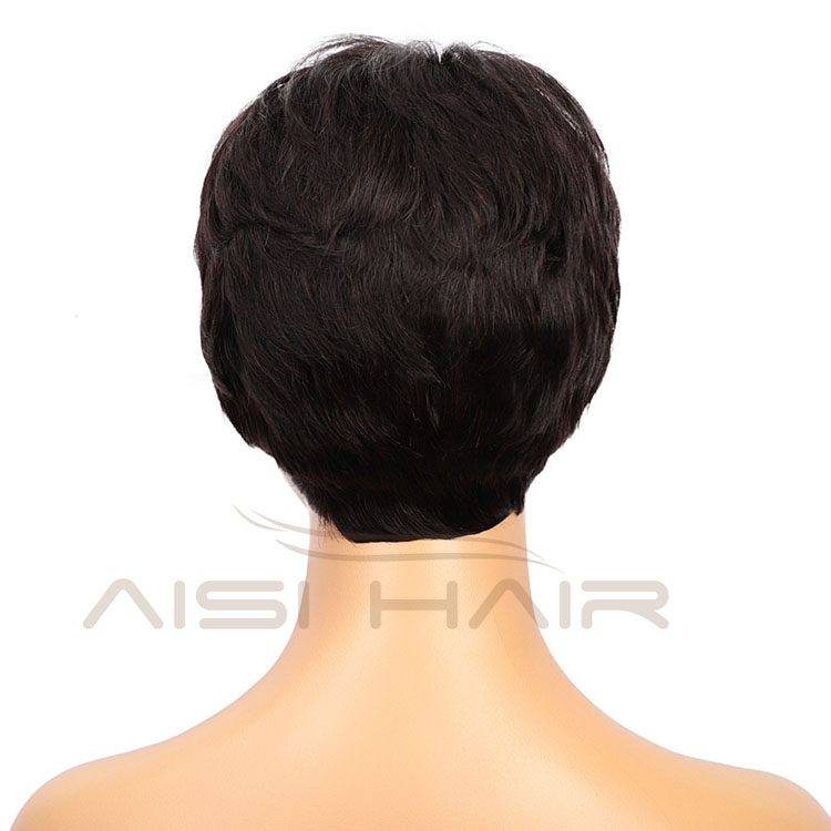 Aisi Hair Natural Looking Cheap Vendor Short Pixie Cut Regular Wave Black Brazilian Hair For Black Women Human Hair Wigs