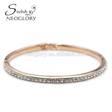 Top Designer Thin Champagne Bangle Embellished With Crystals From Swarovski