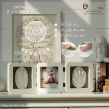 lovely wood baby photo frame with 3d inkpad for baby's first hand&foot prints