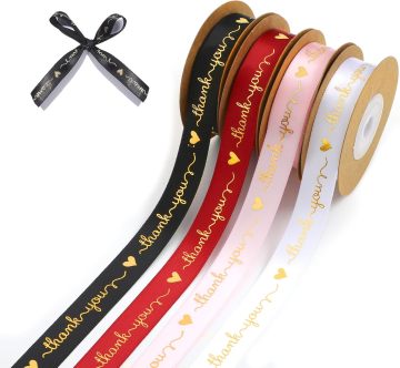 4 Rolls 40 Yards Thank You Ribbons - Polyester Satin Ribbons for Gift Wrapping and Weddings
