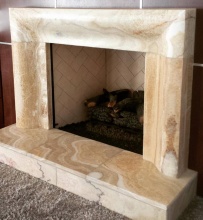 Custom honey onyx mantel