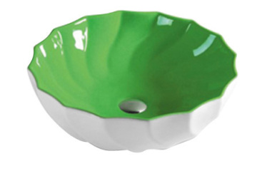 Green Round Bathroom Ceramic Countop Art Basin