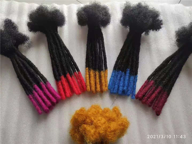 Ombre Color Dreadlocks Human Hair Extensions Natural Hair Dreadlock Puffs  Afro Kinky Hair Bulk Wholesale