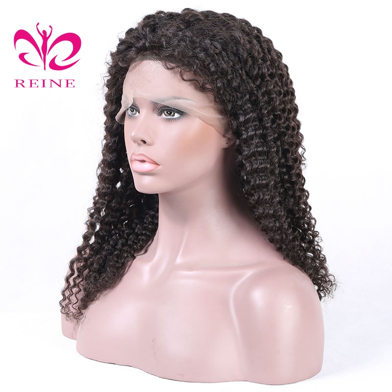 Virgin natural color 13*4 lace frontal wig  cheap raw pre plucked kinky curl free shipping human hair wig  with baby hair