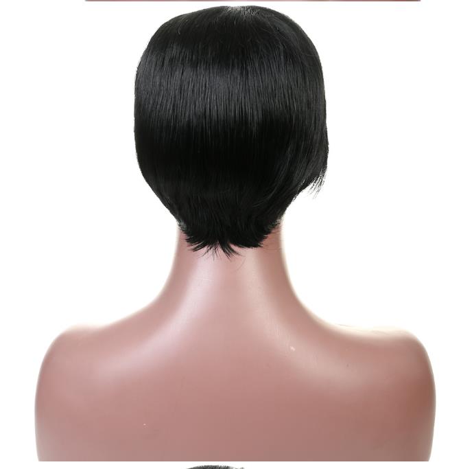 Lsy Non Lace Pixie  Cut Human Hair Wig Color Natural Black 100% Brazilian Hair Wigs For Sale