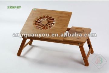 portable good quality bamboo notebook table with fan