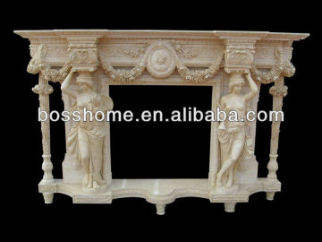 Made in China Beige marble fireplace mental, marble fireplace kits indoor