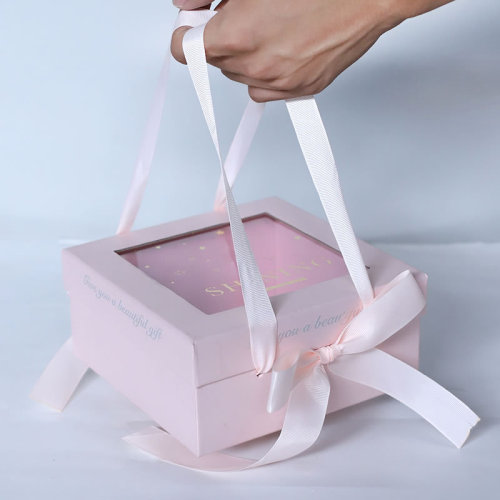 Wedding Bridesmaid Paper Gift Box Ribbon Handle