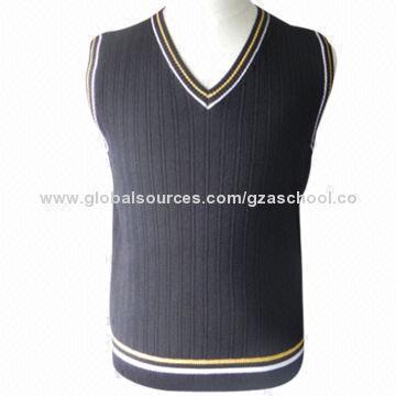 V-neck Vests Sweater, Made of Acrylic Fiber