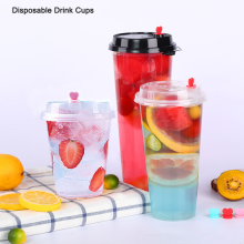 Custom Logo Drink Cups: Coffee Tea Juice Smoothie Bubble Tea Disposable Plastic Cups