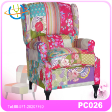 dining office lounge chair patchwork sofa with upholstered back and carved leg