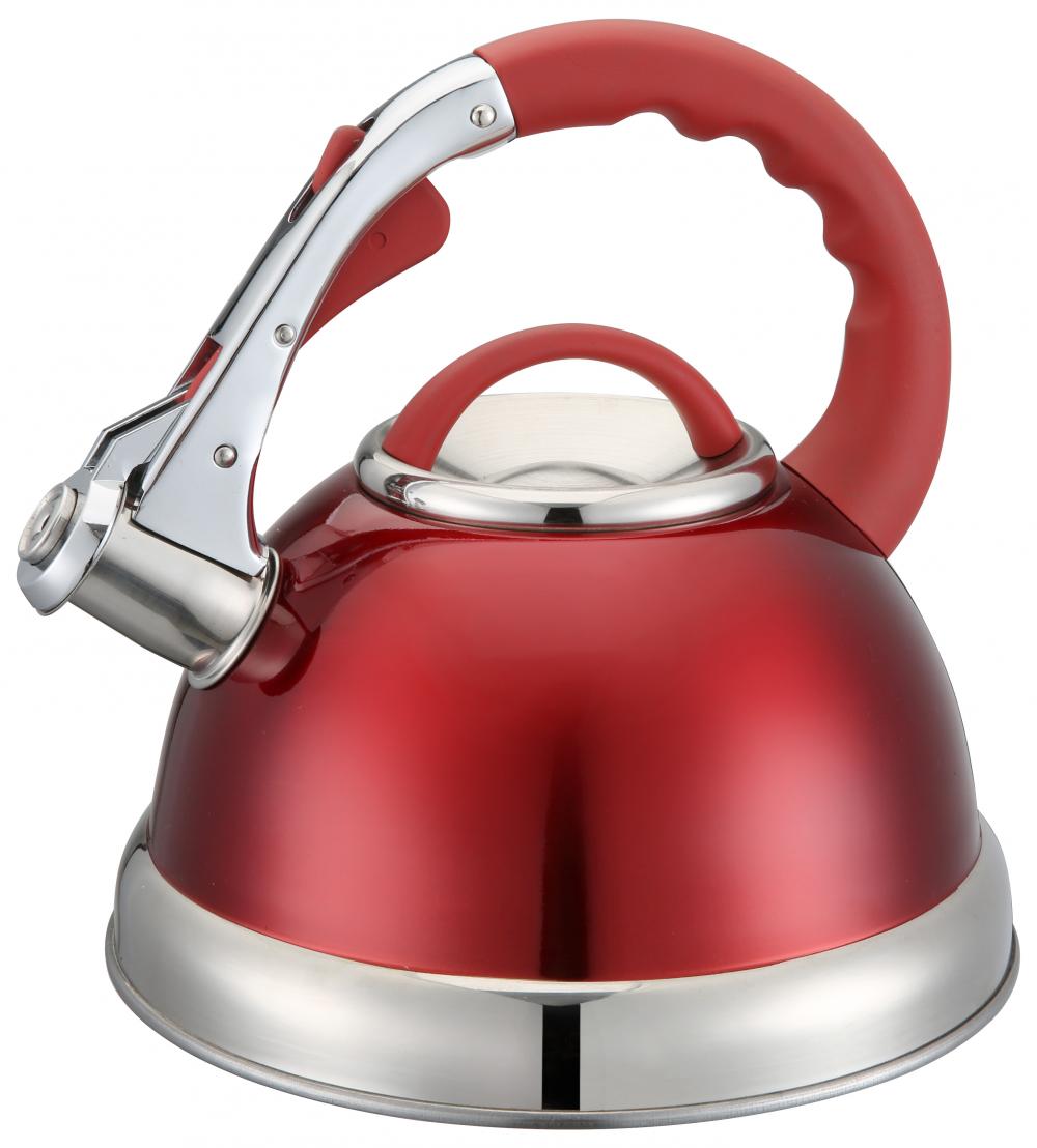Red Groove Handle Whistling Kettle