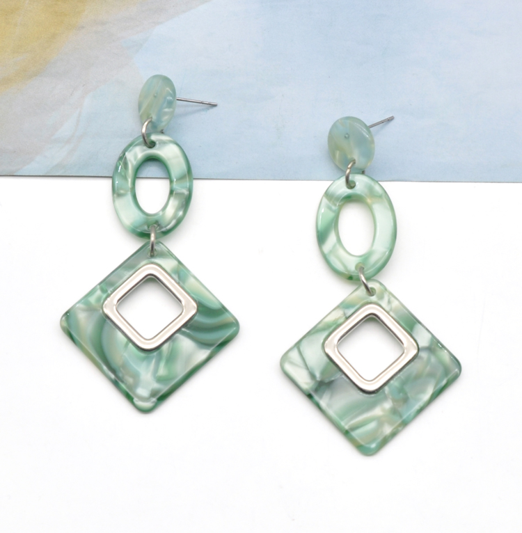 2021 Spring summer collection women green acetate square rectangle earrings