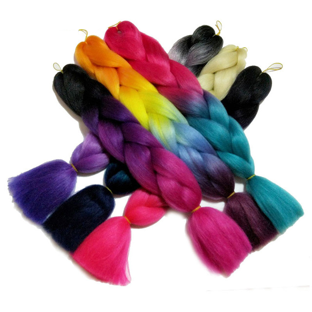 DTL Factory Wholesale Hot selling Ombre Braiding Hair Wholesale 100g African Crochet Braids Hair 24 inch Synthetic Hair