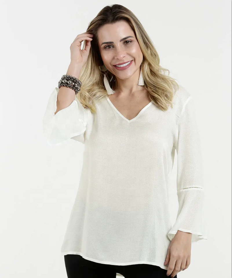 Neueste Design Damen Long Flare Sleeve Shirts