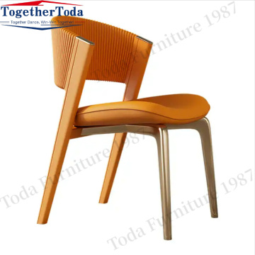 Light luxury hotel metal wooden chairs Coffee chairs